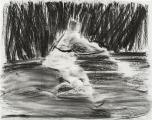 Sebastian Hosu: Die Tänzerin [p], 2019, charcoal on paper, 84 x 103 cm 

